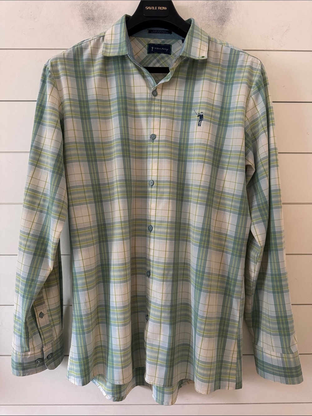 William Murray Size L Golf Performance Long Sleeve Button up Lightweight Plaid